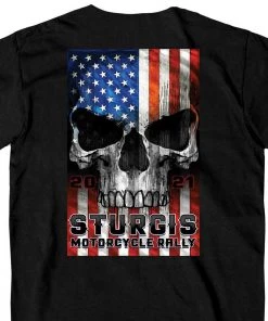 Hot Leathers Riding Gear Official 2021 Sturgis Motorcycle Rally SPM1965 Men’s Black Patriot T Shirt
