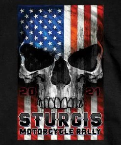 Hot Leathers Riding Gear Official 2021 Sturgis Motorcycle Rally SPM1965 Men’s Black Patriot T Shirt