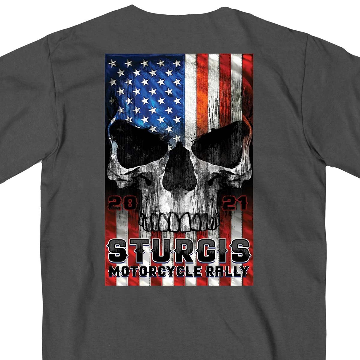 Hot Leathers Official 2021 Sturgis Motorcycle Rally SPM1966 Men’s Charcoal Patriot T Shirt Riding Gear