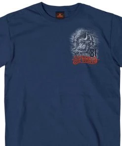 Hot Leathers Official 2021 Sturgis Motorcycle Rally SPM1970 Men’s Heather Denim Wild Buffalo T Shirt Riding Gear