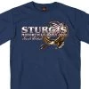 Hot Leathers Official 2021 Sturgis SPM1974 Men’s Motorcycle Rally Hoop Eagle Metro Blue T-Shirt Riding Gear