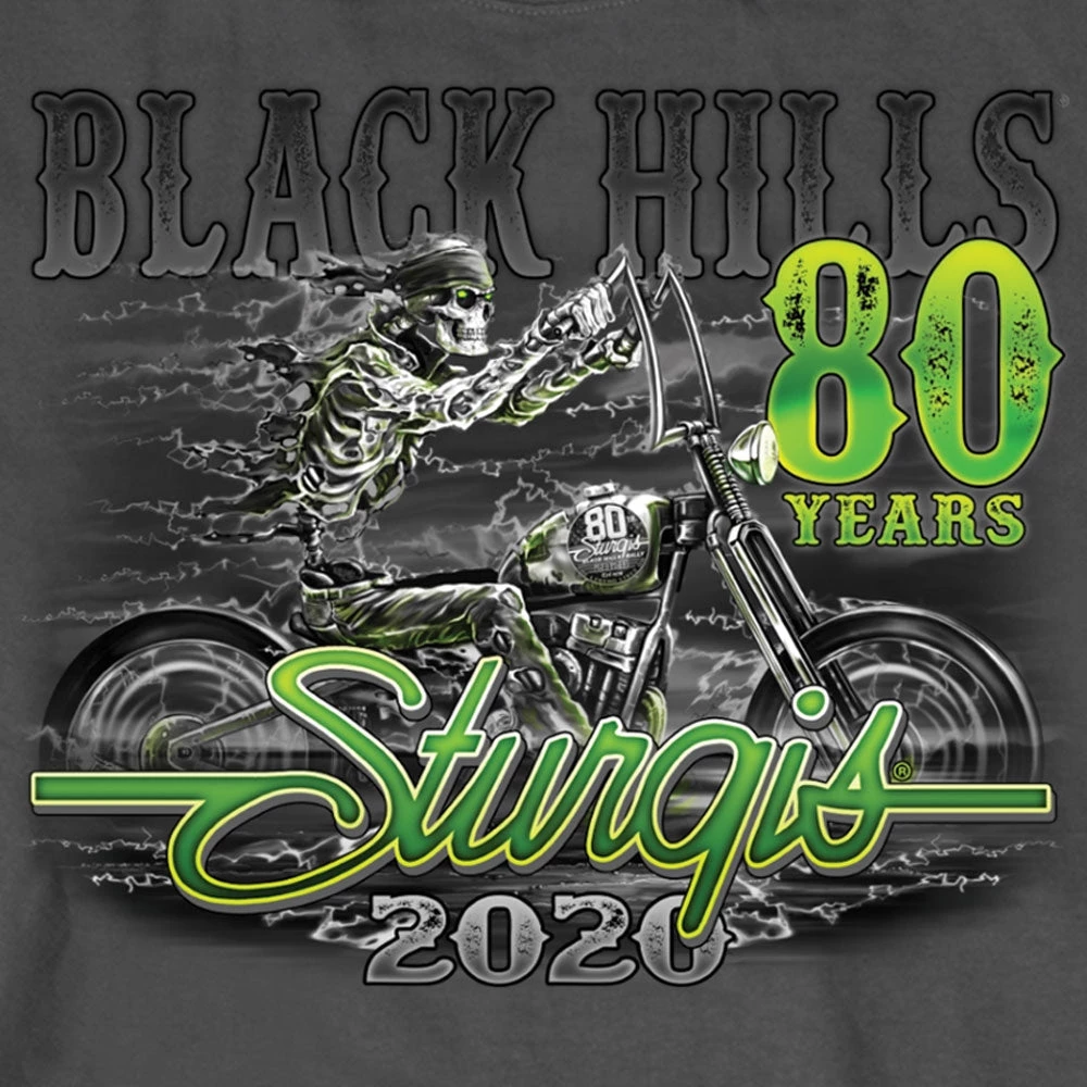 Hot Leathers Official Sturgis SPM2870 Men’s Motorcycle Rally #1 Design Skeleton Rider Charcoal Long Sleeve Shirt Riding Gear