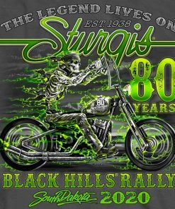 Hot Leathers Official Sturgis SPM2870 Men’s Motorcycle Rally #1 Design Skeleton Rider Charcoal Long Sleeve Shirt Riding Gear