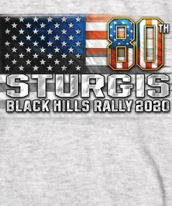 Hot Leathers Riding Gear Official 2020 Sturgis Motorcycle Rally 80th Anniversary Flag Ash Long Sleeve SPM2898