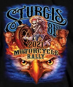 Hot Leathers Official 2021 Sturgis SPM2941 Men’s Motorcycle Rally #1 Design American Spirit Long Sleeve Black Shirt Riding Gear