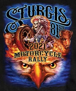 Hot Leathers Official 2021 Sturgis SPM3941 Men’s Motorcycle Rally #1 Design American Spirit Shooter Sleeveless Black Shirt Riding Gear