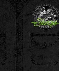 Hot Leathers Official Sturgis SPM5869 Men’s Motorcycle Rally #1 Design Skeleton Rider Black Denim Vest