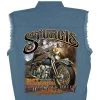 Hot Leathers Official 2021 Sturgis Motorcycle Rally SPM5977 Men’s Blue Rushmore Denim Shirt