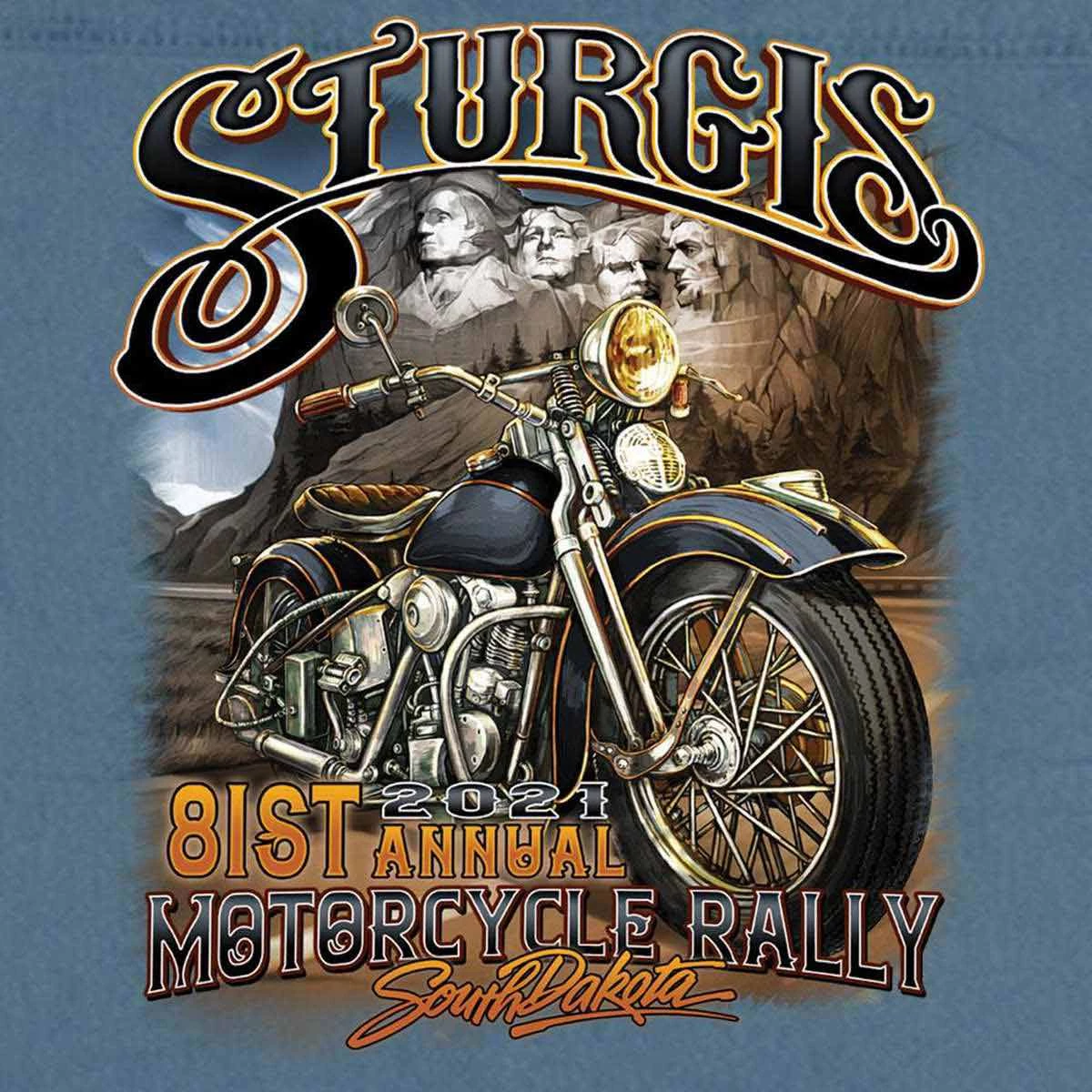 Hot Leathers Official 2021 Sturgis Motorcycle Rally SPM5977 Men’s Blue Rushmore Denim Shirt