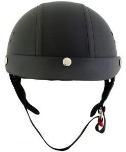 Outlaw Helmets Riding Gear Outlaw T70'Dark Rider' Advance DOT Black Leather Like Half Helmet With Snap Visor