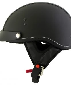 Outlaw Helmets Riding Gear Outlaw T70'Dark Rider' Advance DOT Black Leather Like Half Helmet With Snap Visor
