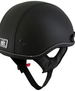 Outlaw Helmets Riding Gear Outlaw T70'Dark Rider' Advance DOT Black Leather Like Half Helmet With Snap Visor