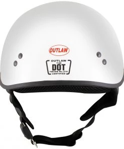 Outlaw Helmets Outlaw T68'The O.G.' Advanced White Glossy Motorcycle Skull Cap Half DOT Helmet