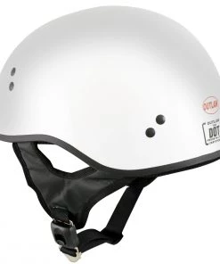Outlaw Helmets Outlaw T68'The O.G.' Advanced White Glossy Motorcycle Skull Cap Half DOT Helmet