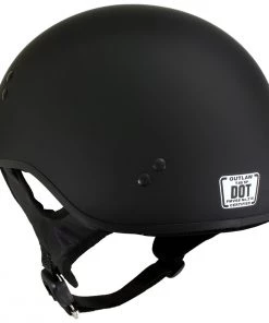 Outlaw Helmets Riding Gear Outlaw T68-SP'The O.G.' No Logo Flat Black Motorcycle DOT Skull Cap Helmet