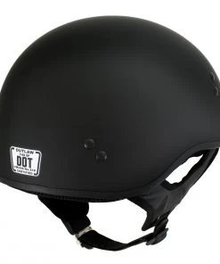 Outlaw Helmets Riding Gear Outlaw T68-SP'The O.G.' No Logo Flat Black Motorcycle DOT Skull Cap Helmet