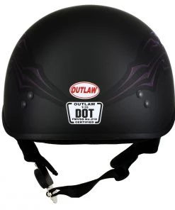 Outlaw Helmets Outlaw T70'Purple Butterfly' Advanced DOT Motorcycle Half Face Helmet