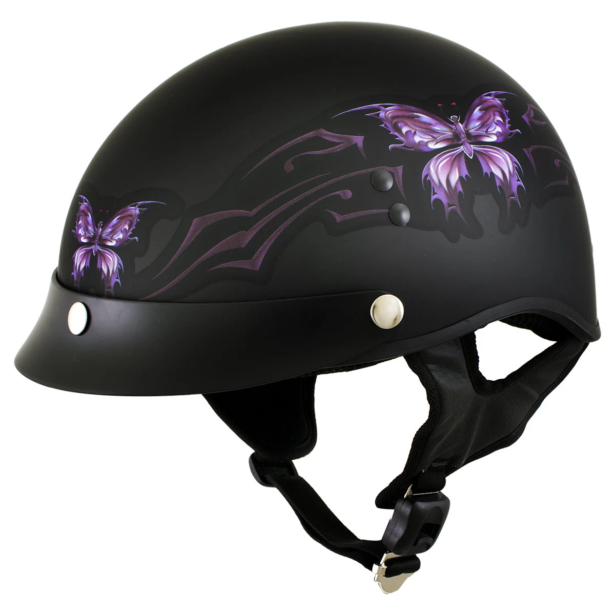 Outlaw Helmets Outlaw T70 'Purple Butterfly' Advanced DOT Motorcycle Half Face Helmet