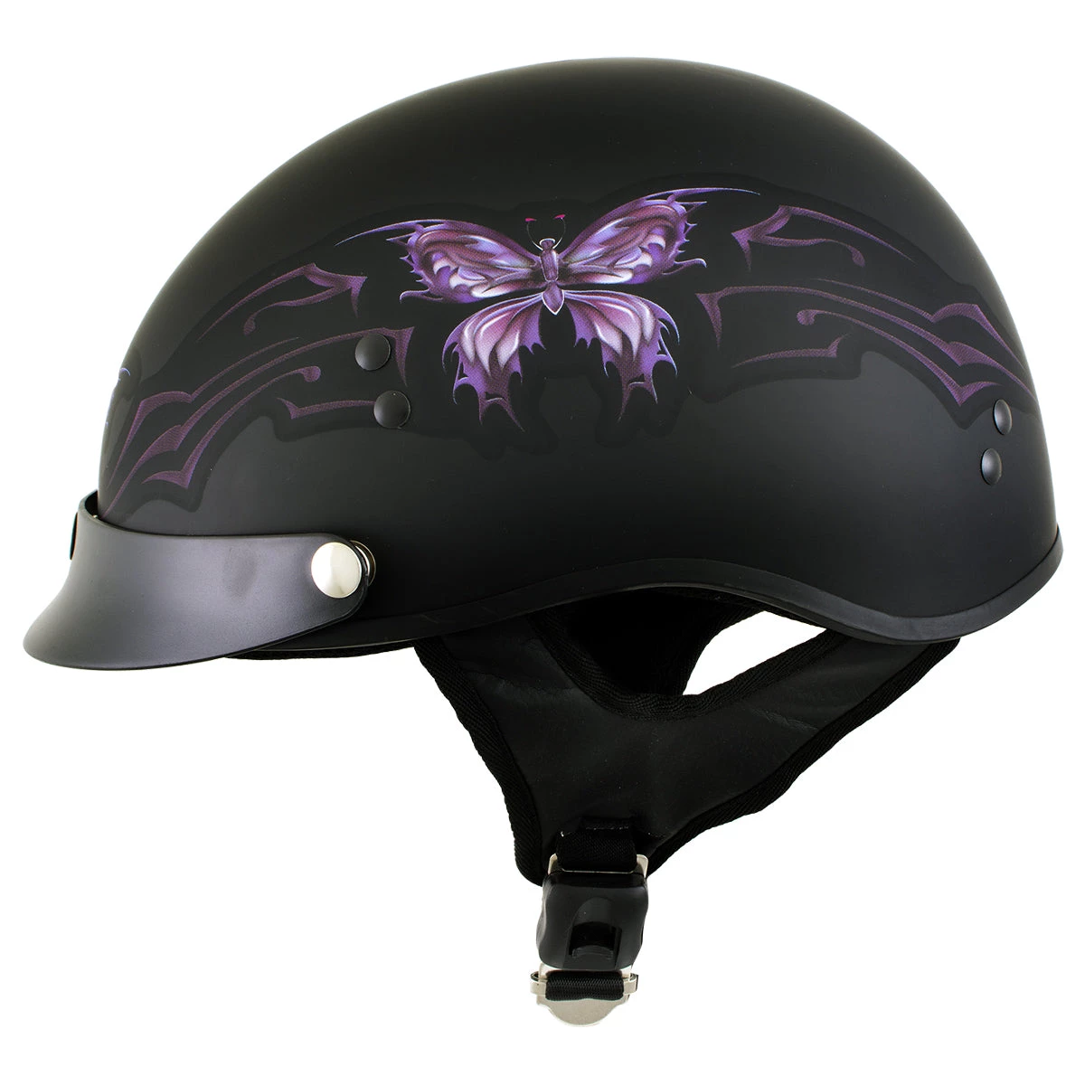 Outlaw Helmets Outlaw T70 'Purple Butterfly' Advanced DOT Motorcycle Half Face Helmet