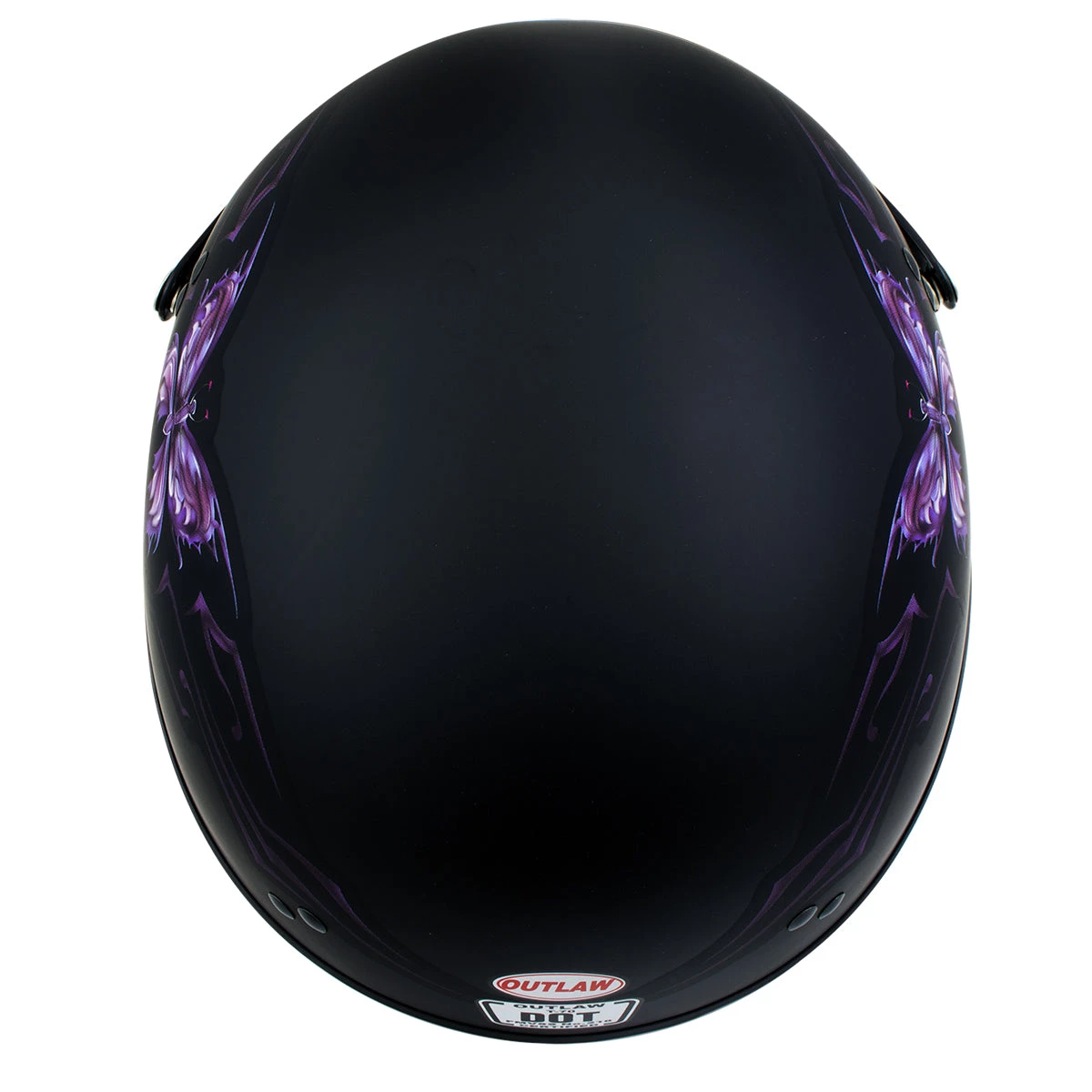 Outlaw Helmets Outlaw T70 'Purple Butterfly' Advanced DOT Motorcycle Half Face Helmet
