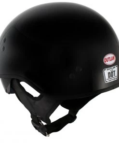 Outlaw Helmets Riding Gear Outlaw T-72 Black'Widow' Black Glossy Motorcycle Half Helmet With Drop Down Visor