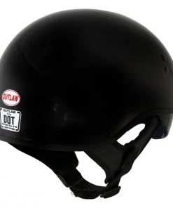 Outlaw Helmets Riding Gear Outlaw T-72 Black'Widow' Black Glossy Motorcycle Half Helmet With Drop Down Visor