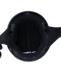 Outlaw Helmets Riding Gear Outlaw T-72 Black'Widow' Black Glossy Motorcycle Half Helmet With Drop Down Visor