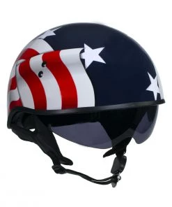 Hot Leathers T72'Blue Flag' Advanced DOT Motorcycle Half Helmet With Drop Down Visor Riding Gear
