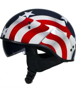 Hot Leathers T72'Blue Flag' Advanced DOT Motorcycle Half Helmet With Drop Down Visor Riding Gear