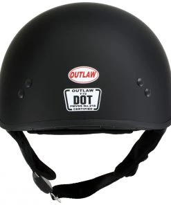 Outlaw Helmets Outlaw T-72'Black Widow' Flat Black Motorcycle Half Helmet With Drop Down Visor Riding Gear