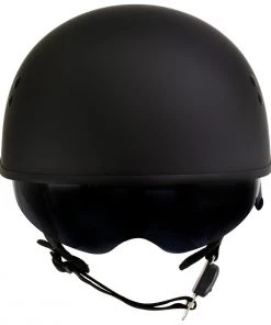 Outlaw Helmets Outlaw T-72'Black Widow' Flat Black Motorcycle Half Helmet With Drop Down Visor Riding Gear