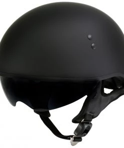 Outlaw Helmets Outlaw T-72 'Black Widow' Flat Black Motorcycle Half Helmet With Drop Down Visor Riding Gear