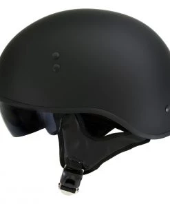 Outlaw Helmets Outlaw T-72'Black Widow' Flat Black Motorcycle Half Helmet With Drop Down Visor Riding Gear