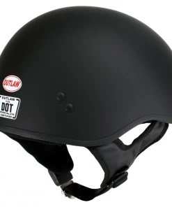 Outlaw Helmets Outlaw T-72'Black Widow' Flat Black Motorcycle Half Helmet With Drop Down Visor Riding Gear