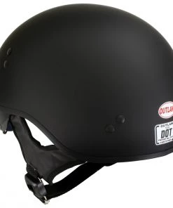 Outlaw Helmets Outlaw T-72'Black Widow' Flat Black Motorcycle Half Helmet With Drop Down Visor Riding Gear