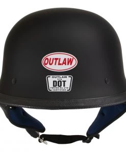 Outlaw Helmets Outlaw T-75'The Hanz' German Style Flat Black Advanced Motorcycle Half Helmet