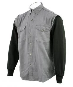 Riding Gear NexGen DM4444 Men's Grey And Black Long Sleeve Button Shirt