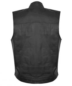 USA Leather 1205 Men's Black'Combat' Leather Motorcycle Vest Motorcycle Vests
