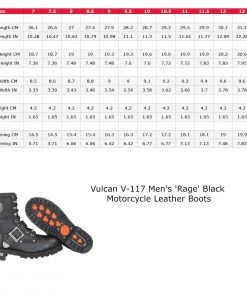 Vulcan V-117 Men's'Rage' Black Motorcycle Leather Boots