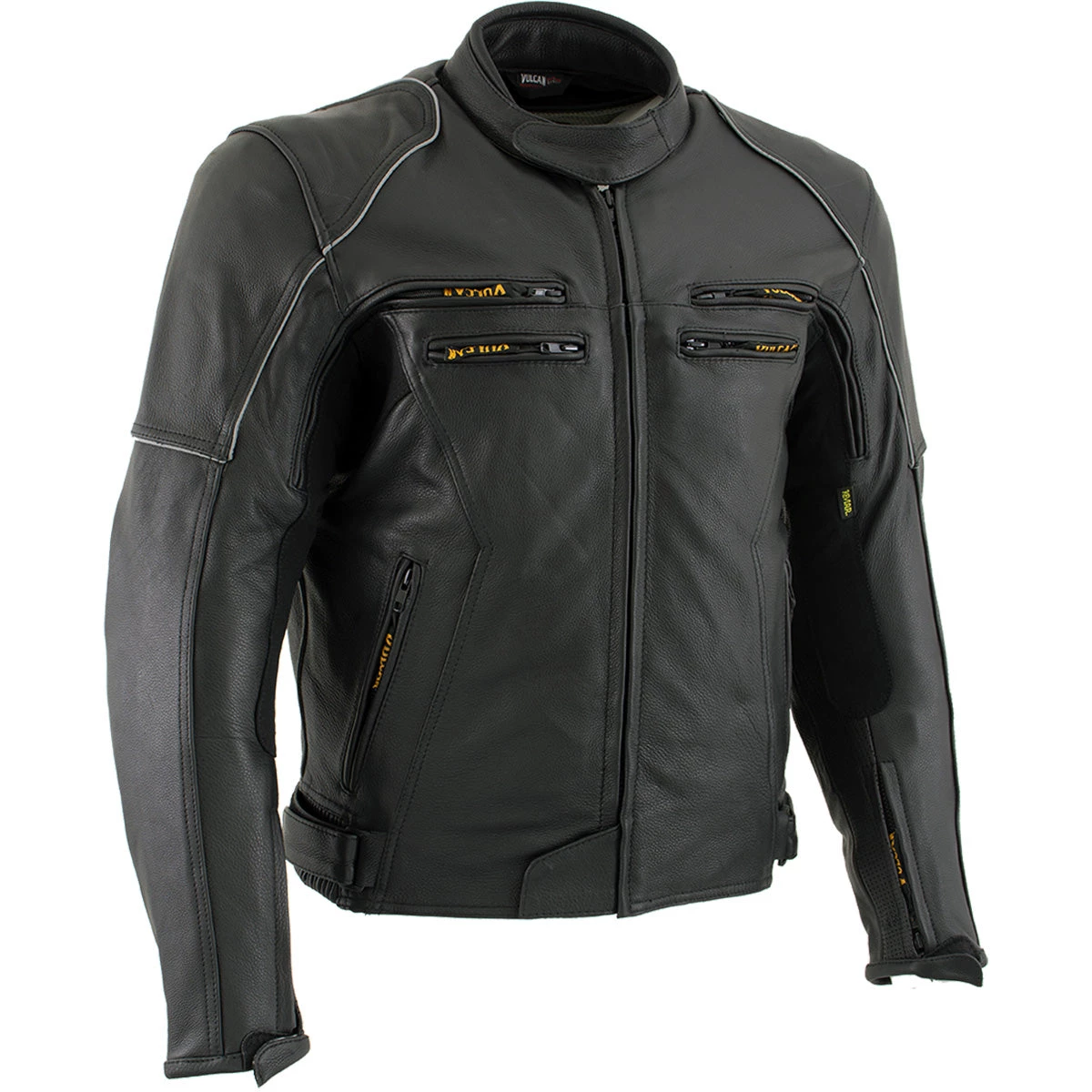 Leather Motorcycle Jackets Vulcan VNE98431 Men's 'Ace' Black Leather Armored Motorcycle Jacket