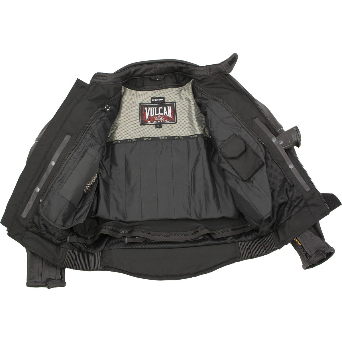 Leather Motorcycle Jackets Vulcan VNE98431 Men's 'Ace' Black Leather Armored Motorcycle Jacket