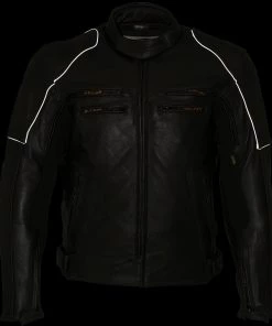 Leather Motorcycle Jackets Vulcan VNE98431 Men's'Ace' Black Leather Armored Motorcycle Jacket