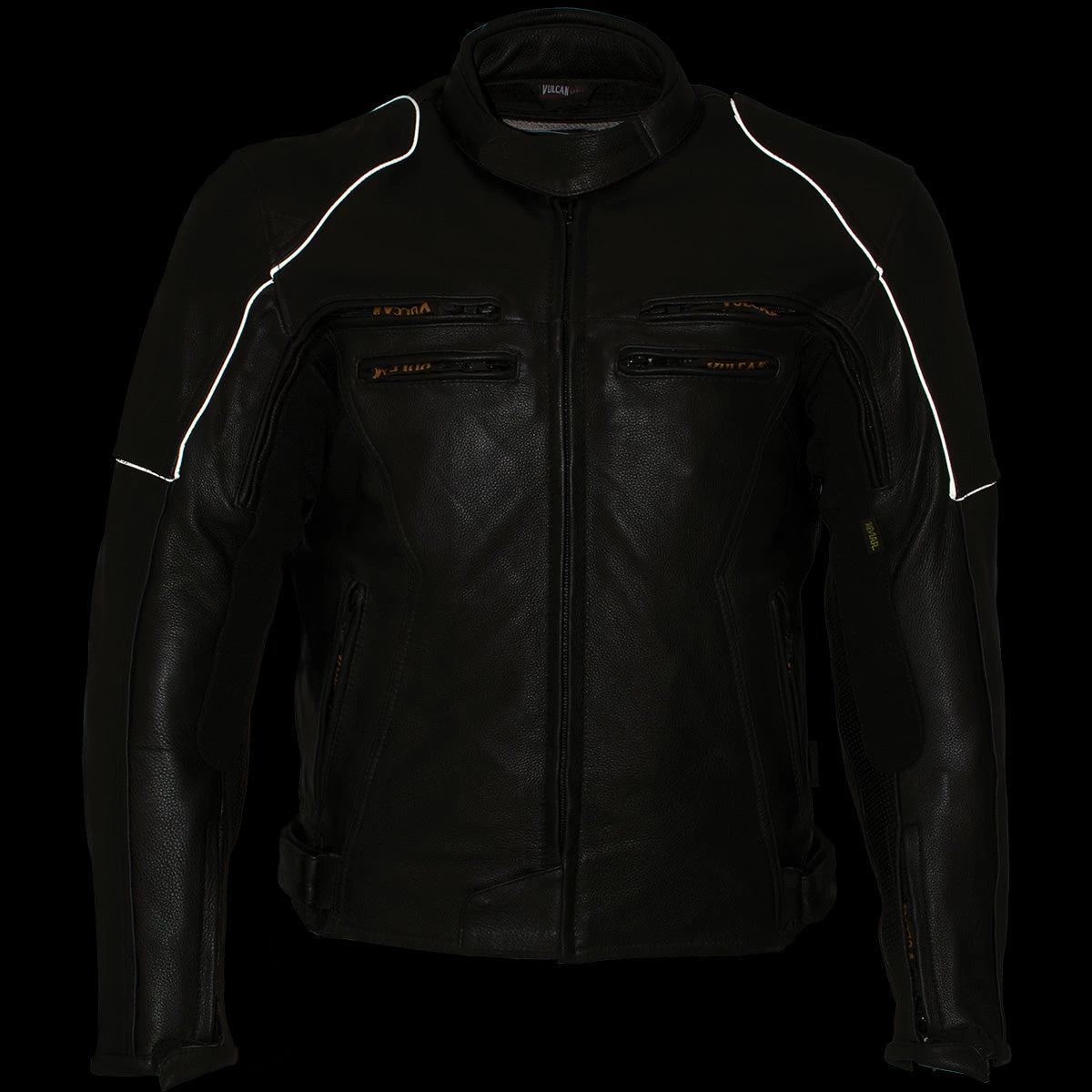 Leather Motorcycle Jackets Vulcan VNE98431 Men's 'Ace' Black Leather Armored Motorcycle Jacket