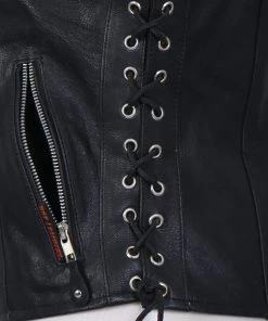 Hot Leathers VSL1009 Ladies Black Lambskin Vest With Grommet Accents Motorcycle Vests