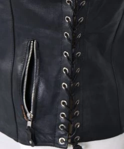 Motorcycle Vests Hot Leathers VSL1010 Ladies Black Lambskin Side Lace Vest