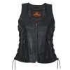Motorcycle Vests Hot Leathers VSL1013 Ladies Black Leather Side Lace Zip-Up Vest
