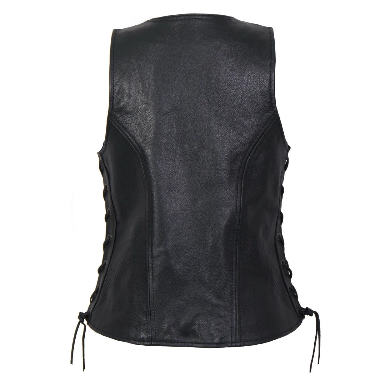 Motorcycle Vests Hot Leathers VSL1013 Ladies Black Leather Side Lace Zip-Up Vest