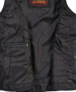 Motorcycle Vests Hot Leathers VSL1013 Ladies Black Leather Side Lace Zip-Up Vest