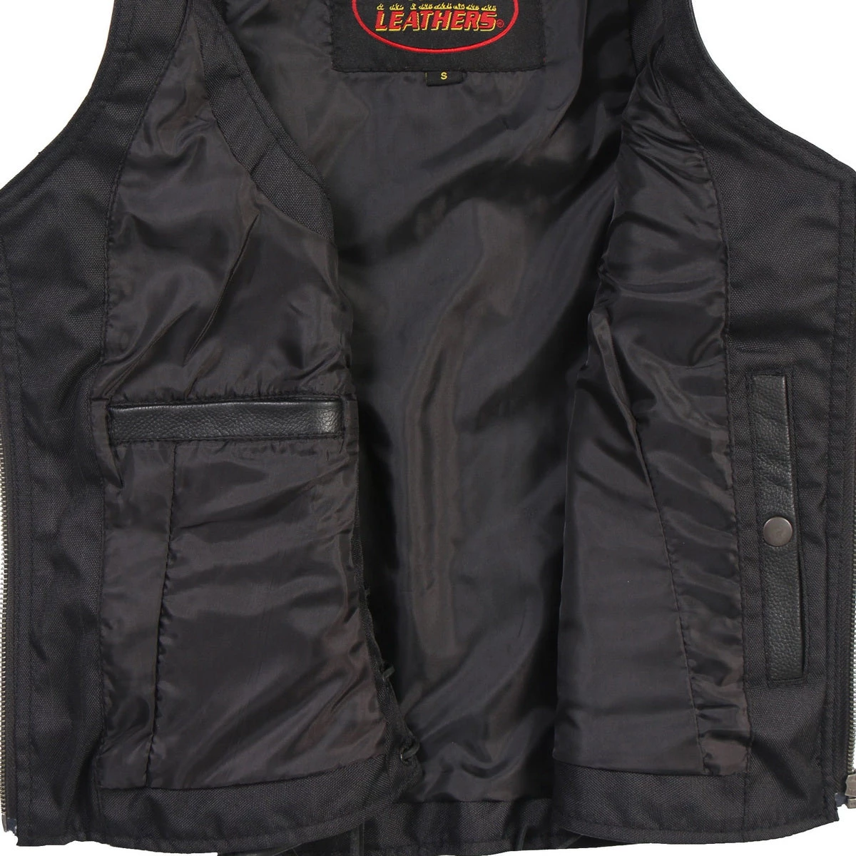 Motorcycle Vests Hot Leathers VSL1013 Ladies Black Leather Side Lace Zip-Up Vest