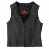 Motorcycle Vests Hot Leathers VSL1015 Ladies Studded Black Leather Vest With V-Neck Design